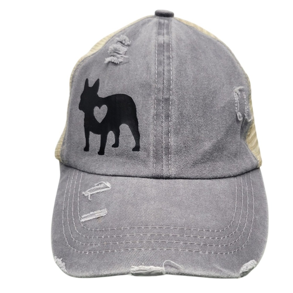 Frenchie Love French Bull dog Distressed Gray‎ Baseball Cap HG10262